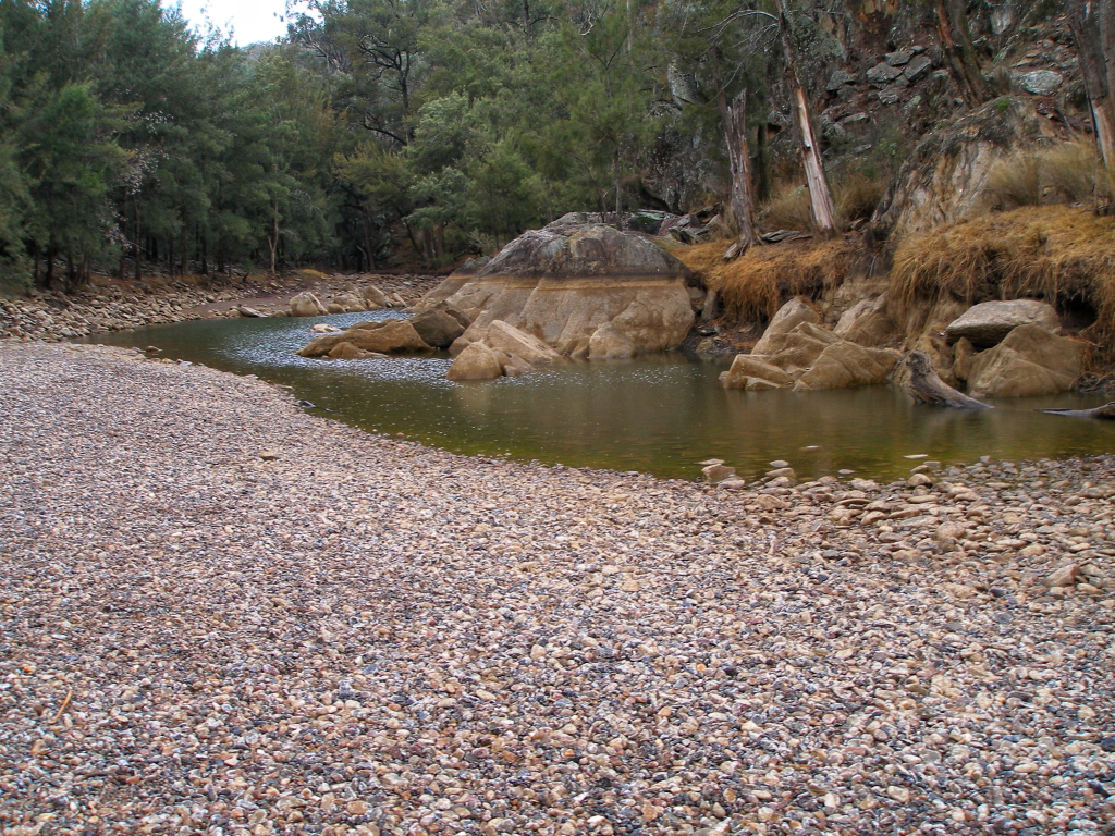 Last remaining puddle near the Bridle Track Turon River crossing.